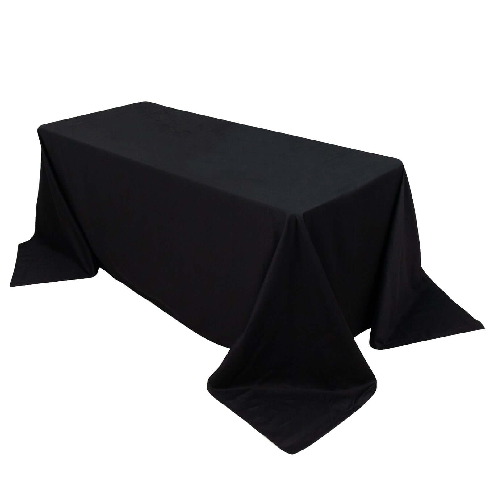 100% Cotton 90"x132" Rectangle Tablecloth Black Linen - Seamless, Soft & Breathable Table Cover