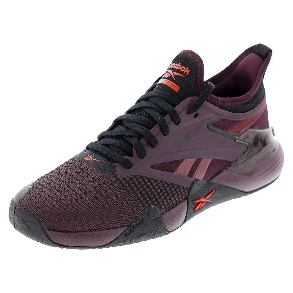 Women's Nano Court Training Shoes Black Cherry and Black