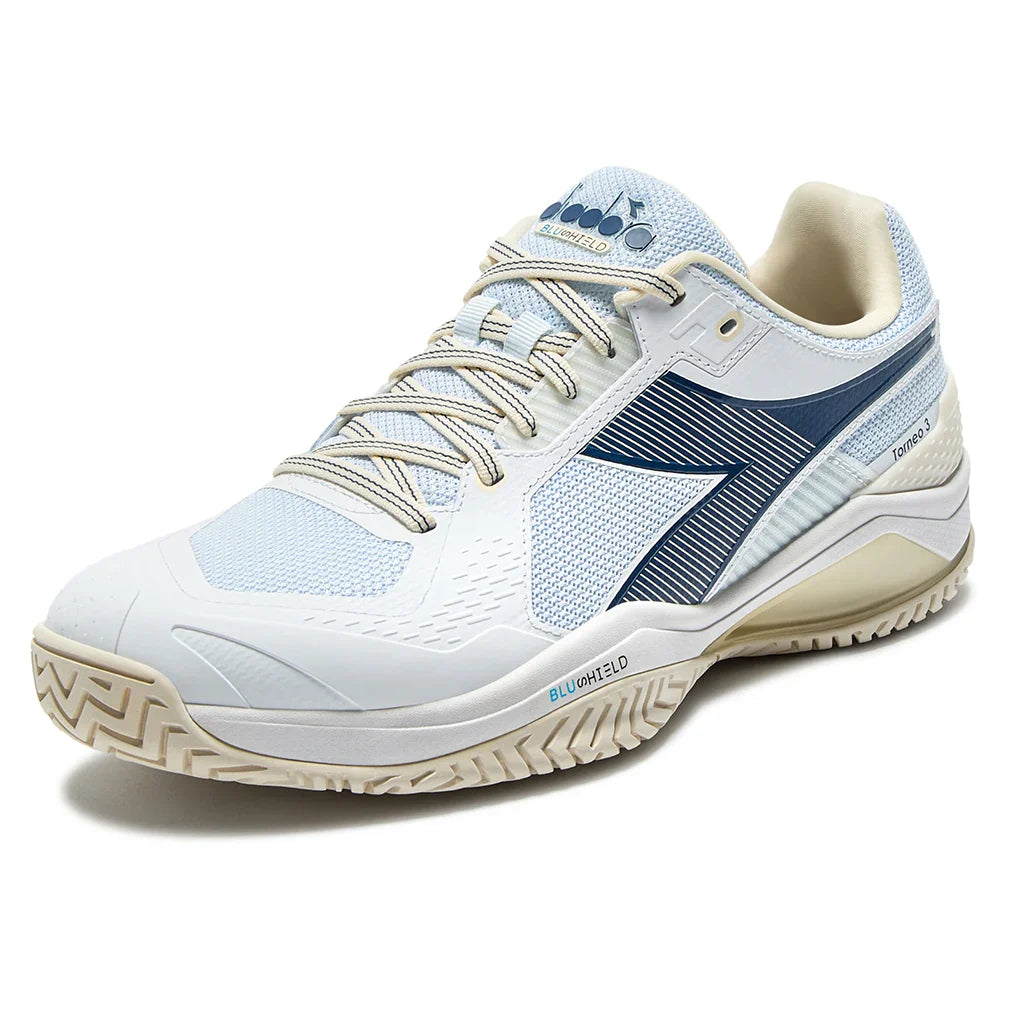 Men's Blueshield Torneo 3 AG Tennis Shoes Whisper White and Ensign Blue