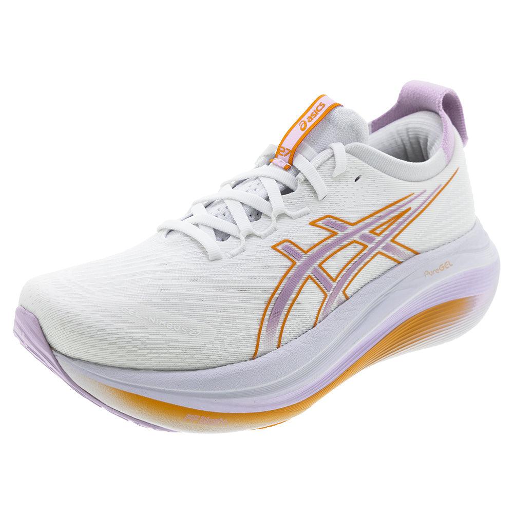 Women's GEL-Nimbus 27 Running Shoes White and Light Ube