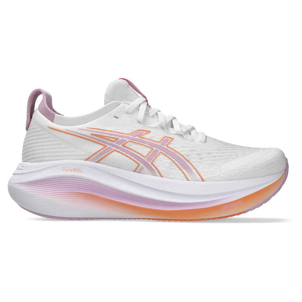 Women's GEL-Nimbus 27 Running Shoes White and Light Ube