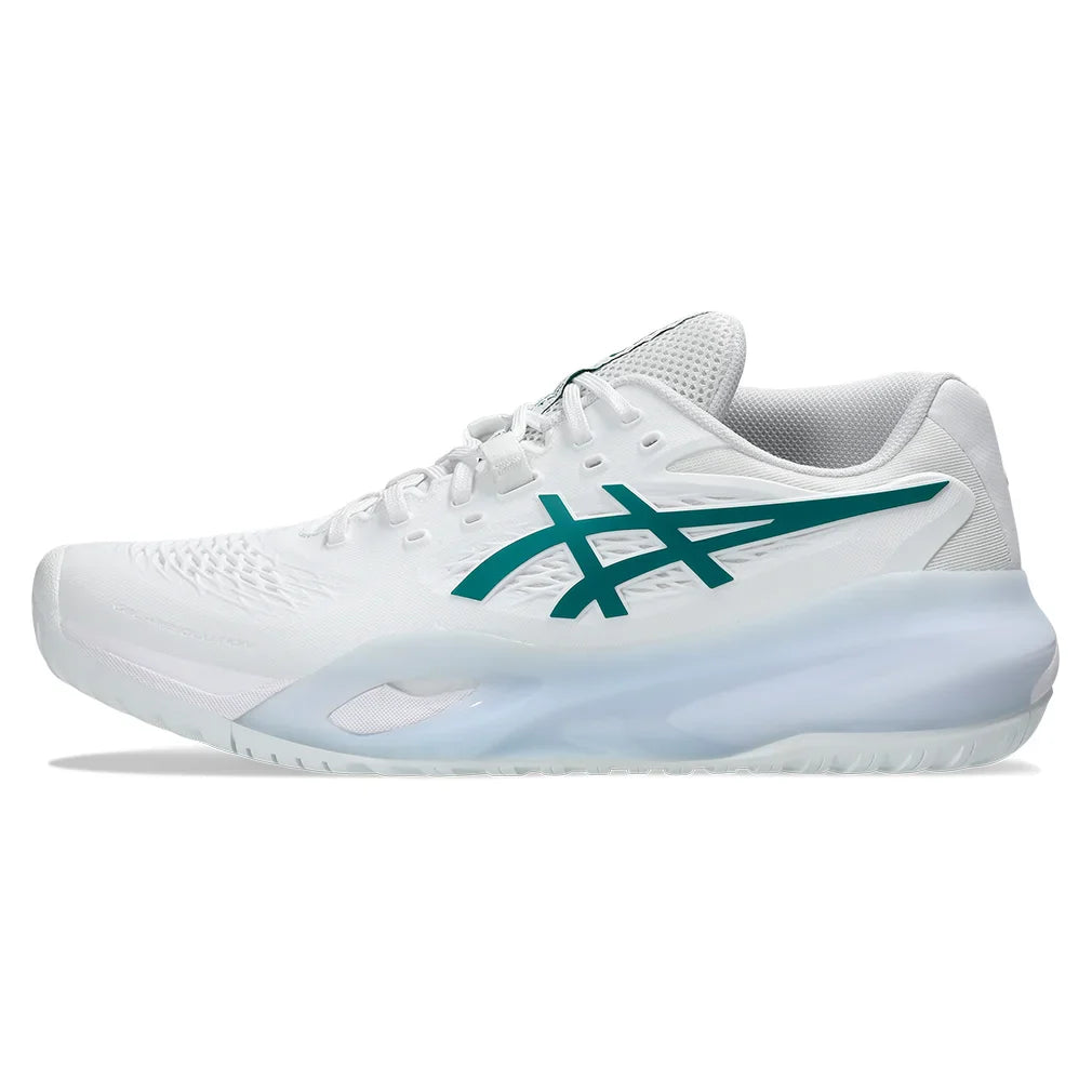 Men's GEL-Resolution X Tennis Shoes White and Pitch Green