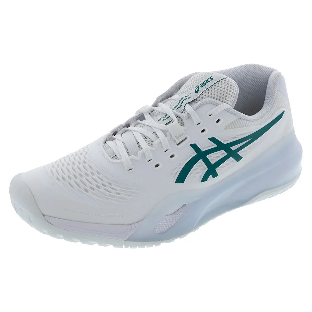 Men's GEL-Resolution X Tennis Shoes White and Pitch Green