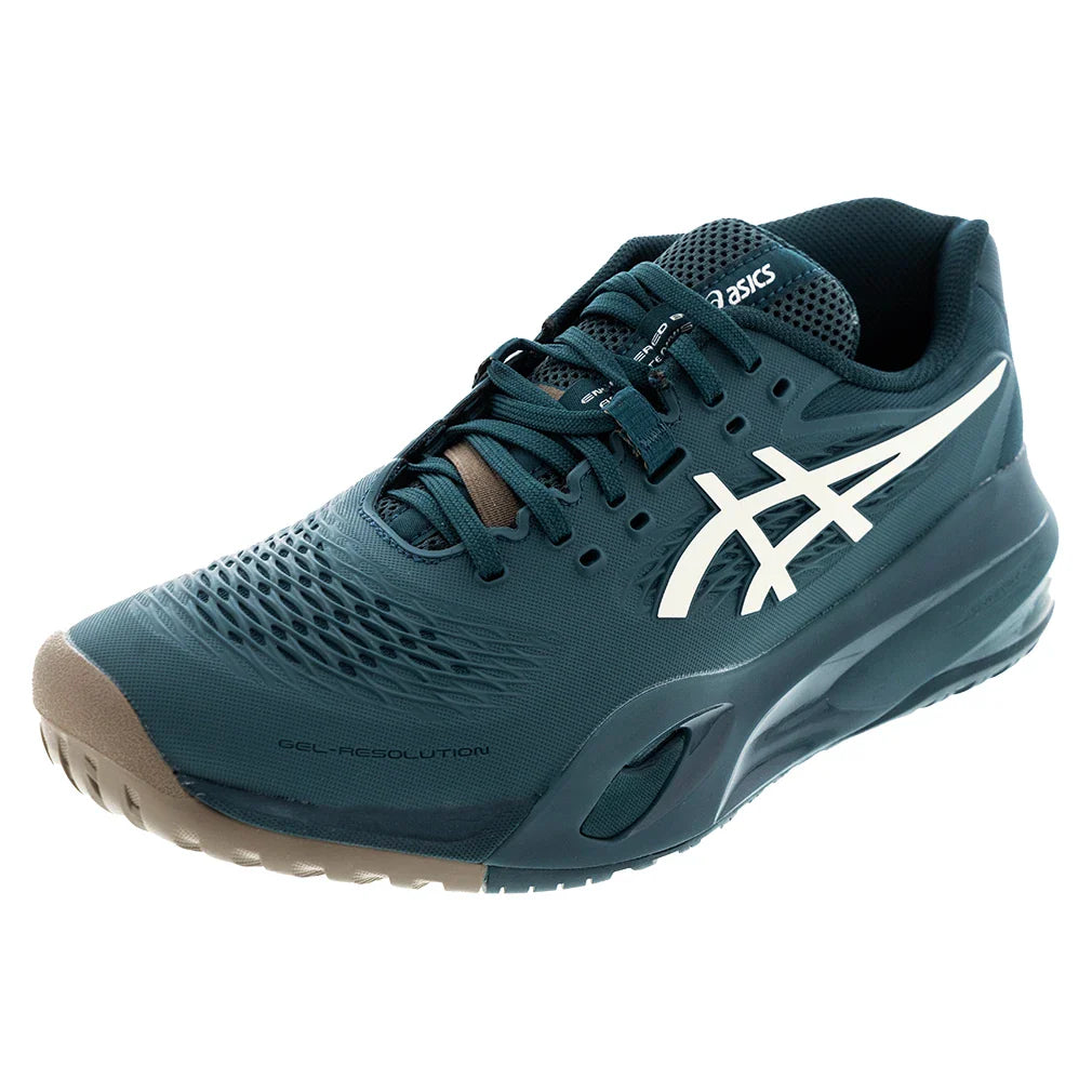 Men's GEL-Resolution X Wide Tennis Shoes Saxon Green and Birch