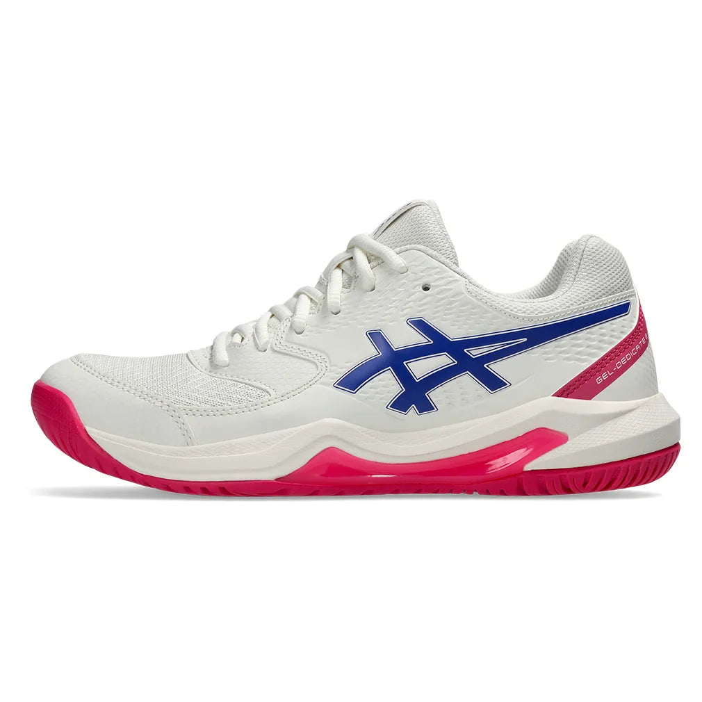 Women's GEL-Dedicate 8 Wide Tennis Shoes Cream and Dark Cobalt