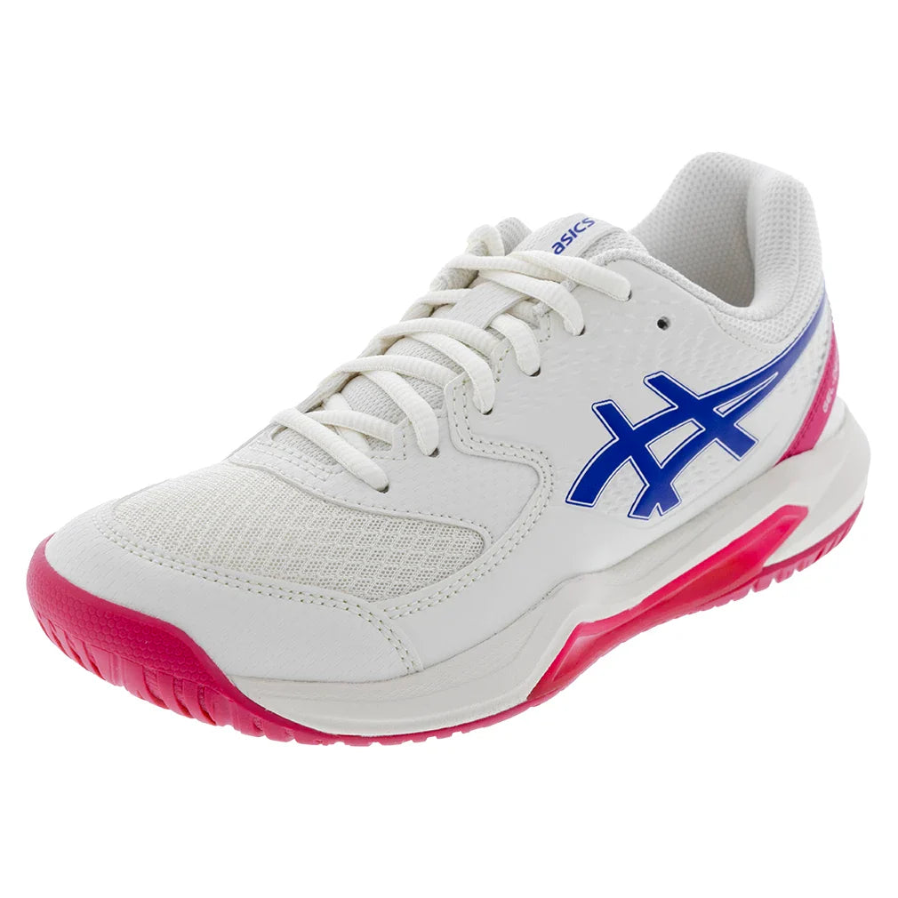Women's GEL-Dedicate 8 Wide Tennis Shoes Cream and Dark Cobalt