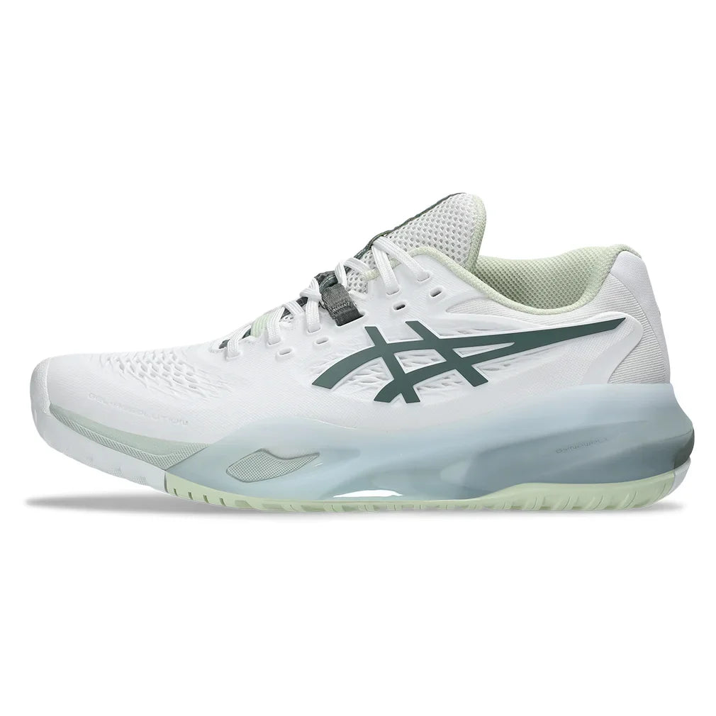 Women's GEL-Resolution X Wide Tennis Shoes White and Monument Blue