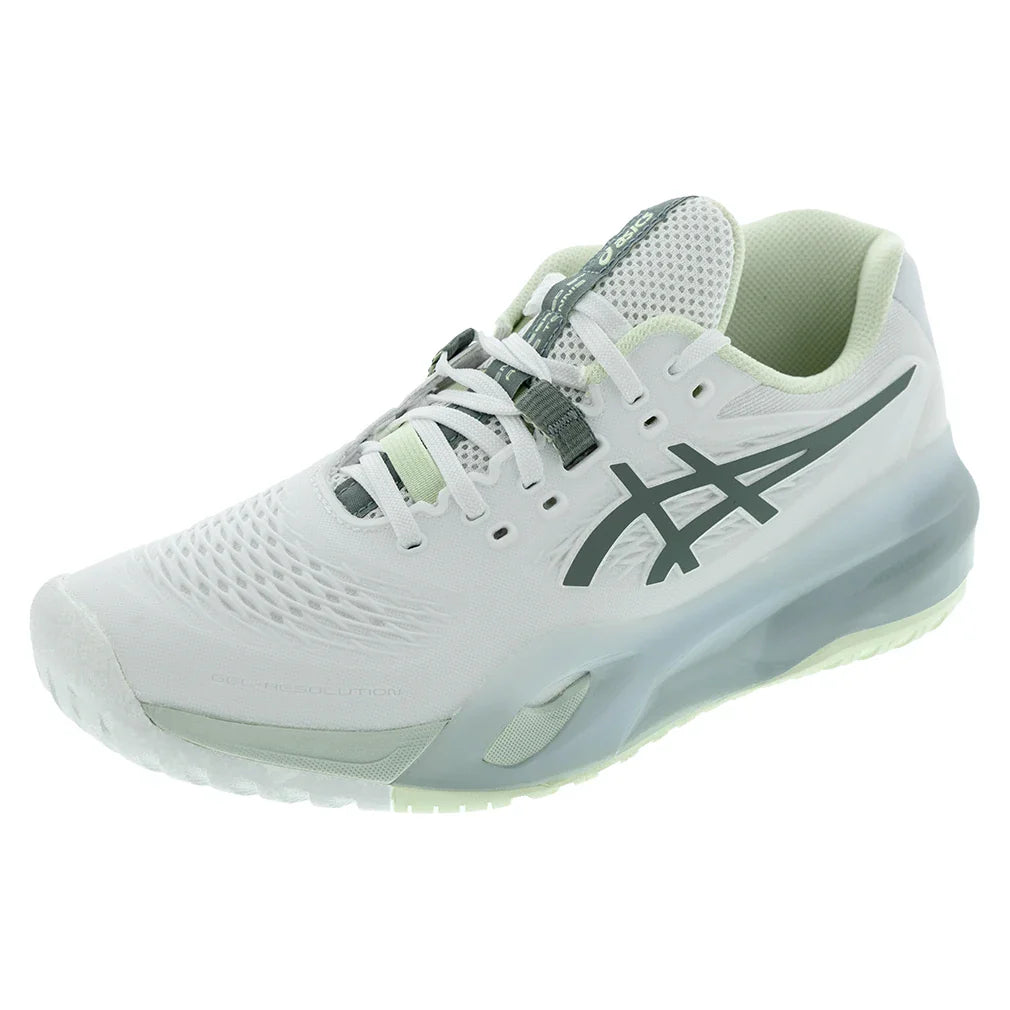 Women's GEL-Resolution X Wide Tennis Shoes White and Monument Blue