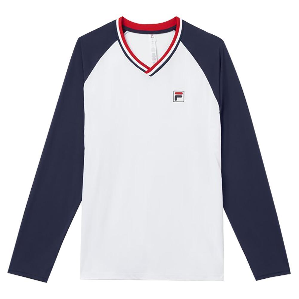 Men's Heritage Essentials Long Sleeve Tennis Top White and Navy