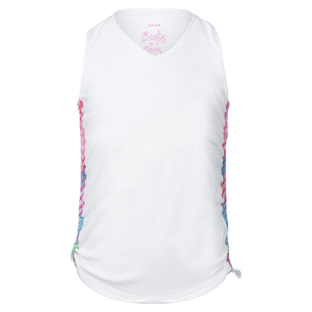 Girls' Have No Sheer Ruche Tennis Tank White