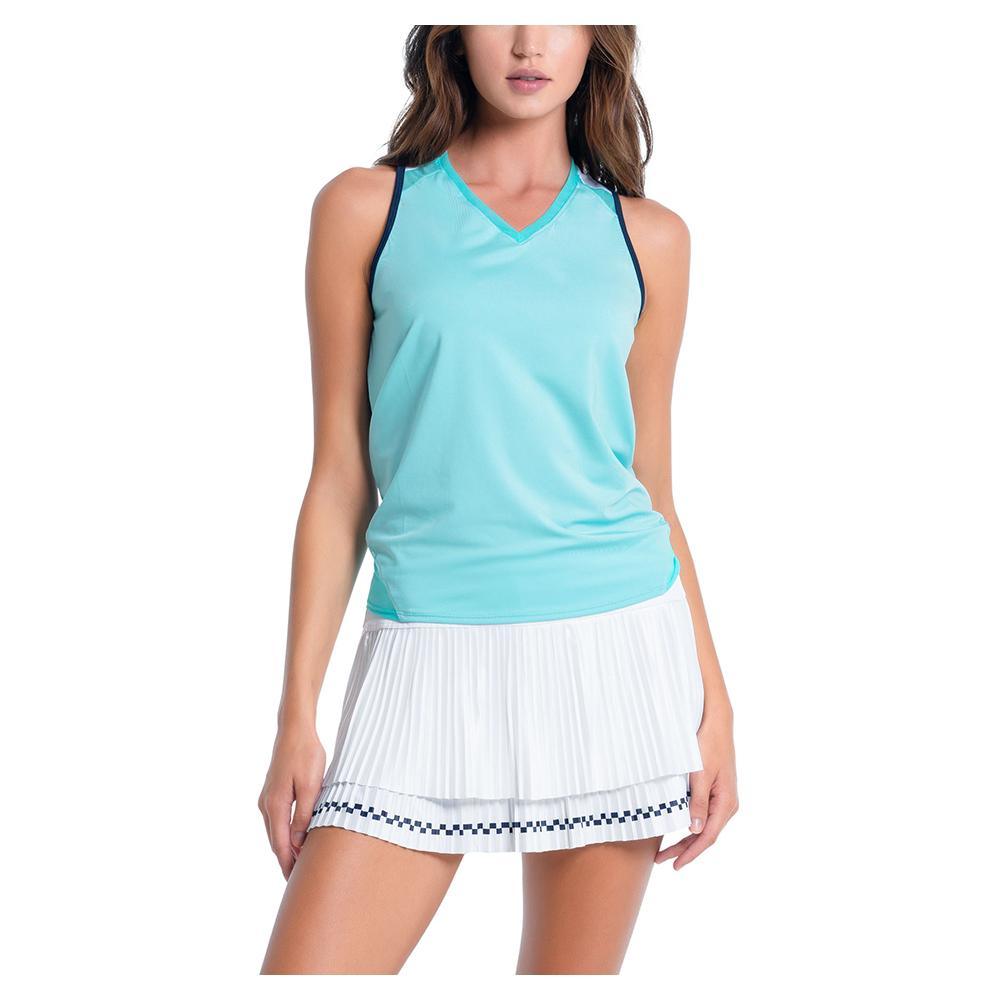 Women's Throw Back Tie Back Tennis Tank Cool Blue