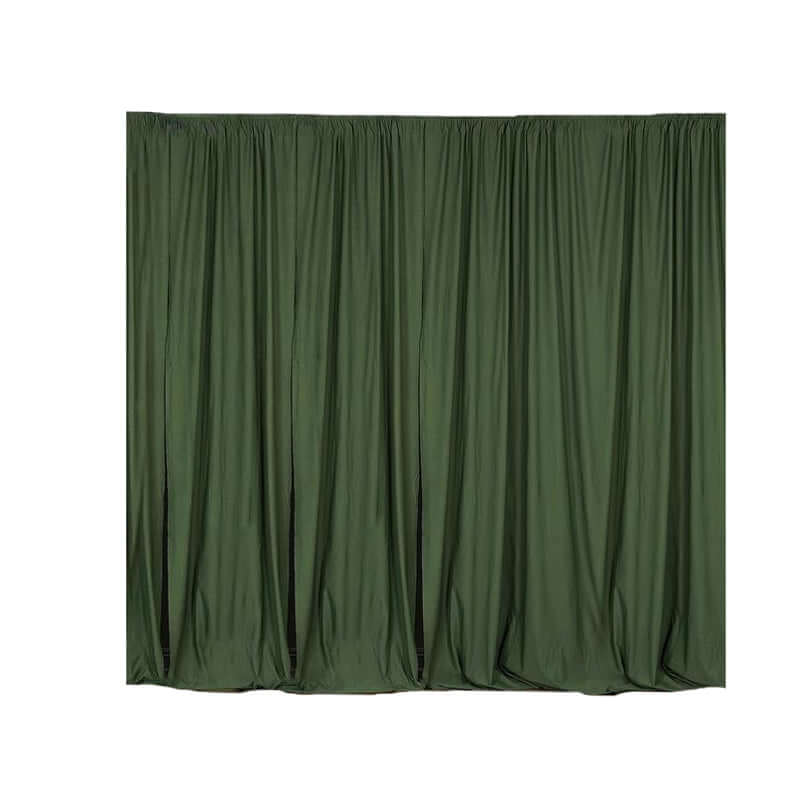 2 Pack Olive Green Scuba Polyester Event Curtain Drapes, Durable Flame Resistant Backdrop Event Panels Wrinkle Free with Rod Pockets - 10ftx10ft