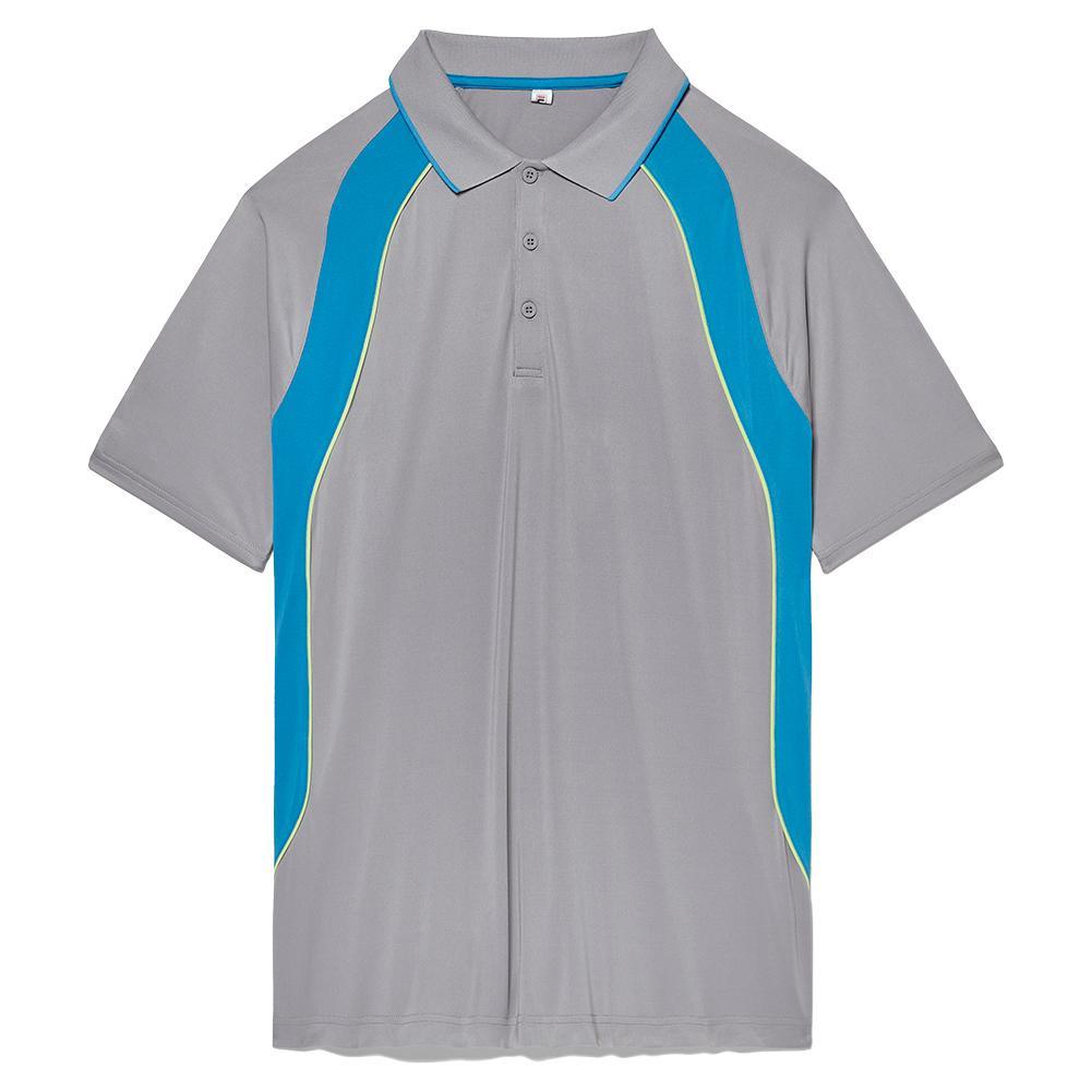 Men's Back Spin Short Sleeve Tennis Polo Silver Sconce and Hawaiian Ocean