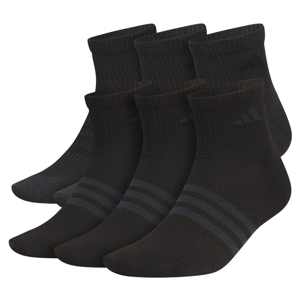 Men's Superlite 3.0 6 Pack Quarter Tennis Socks Black and Night Grey
