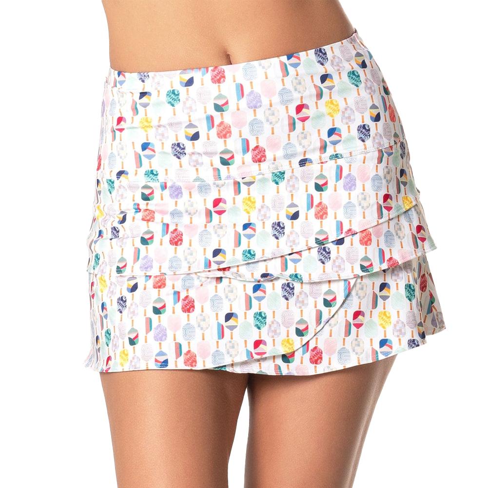 Women's Long Paddle Up Scallop Tennis Skort Multicolor