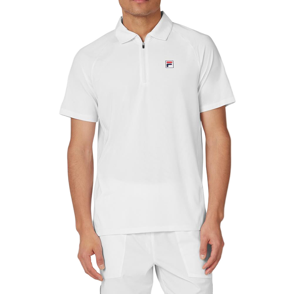 Men's Short Sleeve Zip Tennis Polo White