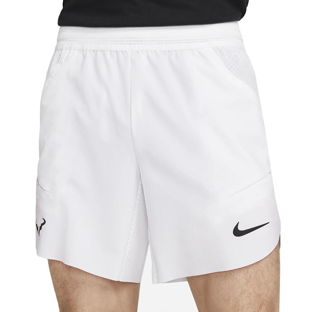 Mens Rafa 7 Inch Dri-Fit Advance Tennis Shorts White and Black