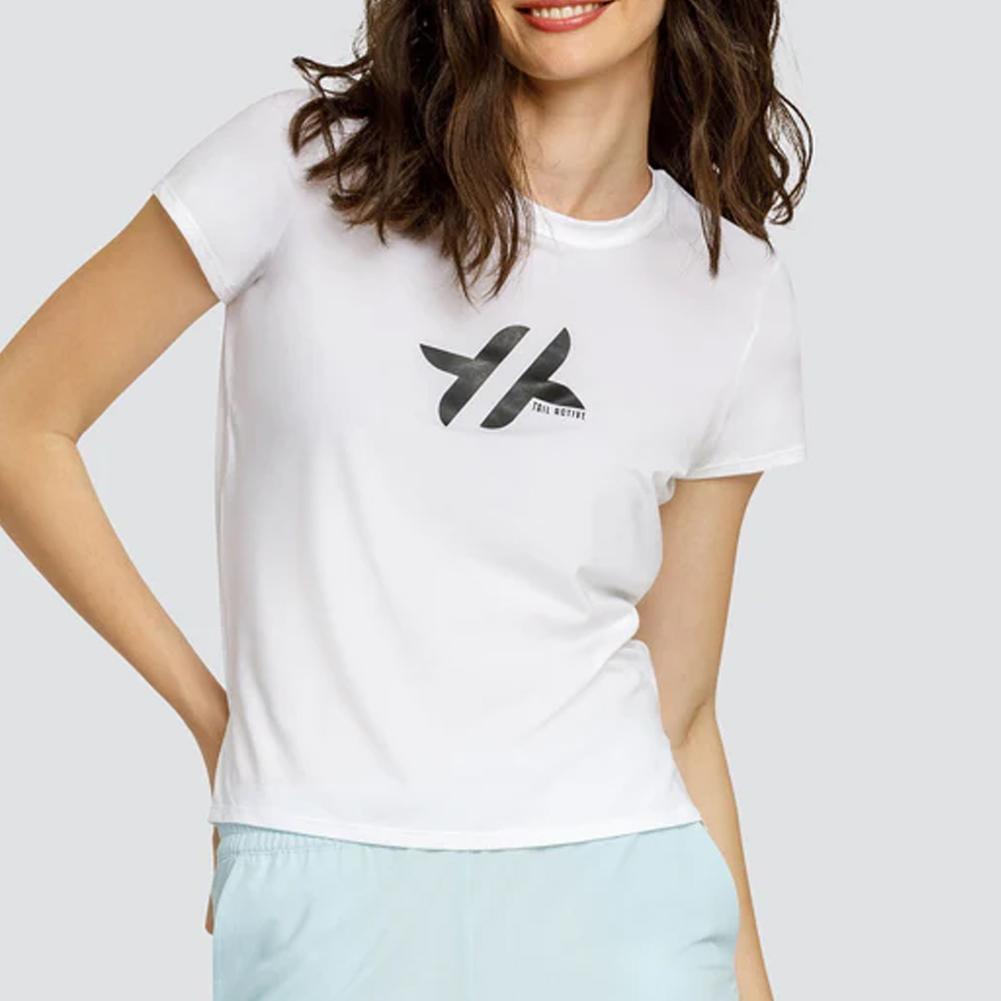 Women's Bijou Short Sleeve Tennis Top White with Logo