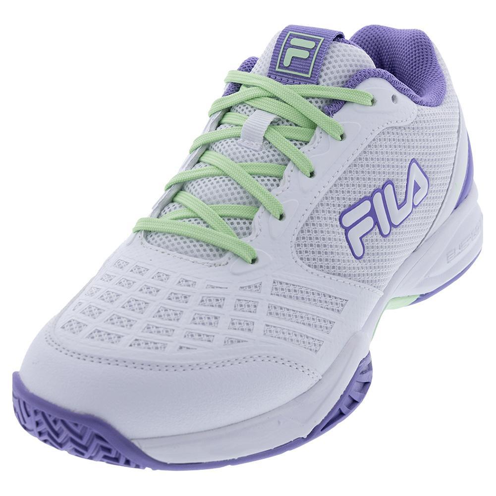 Juniors' Axilus 3 Tennis Shoes White and Patina Green