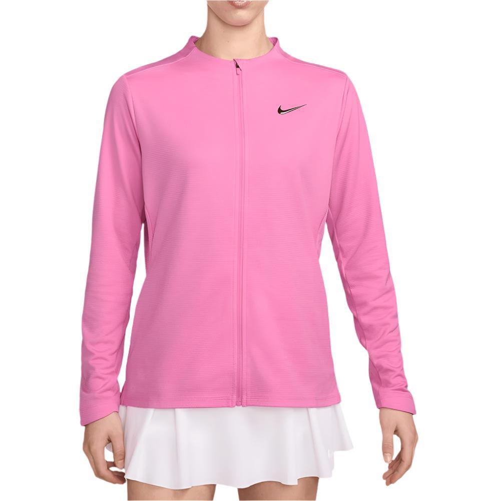 Women's Dri-FIT UV Advantage Full Zip Tennis Top Playful Pink and Black