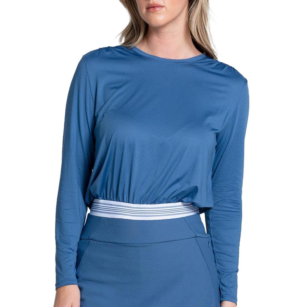 Women's Baseline Throw Over Tennis Top Steel Blue