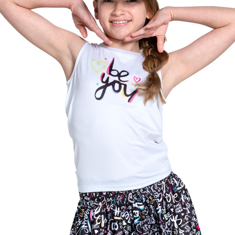 Girls' Love Letter Tie Back Tennis Tank White