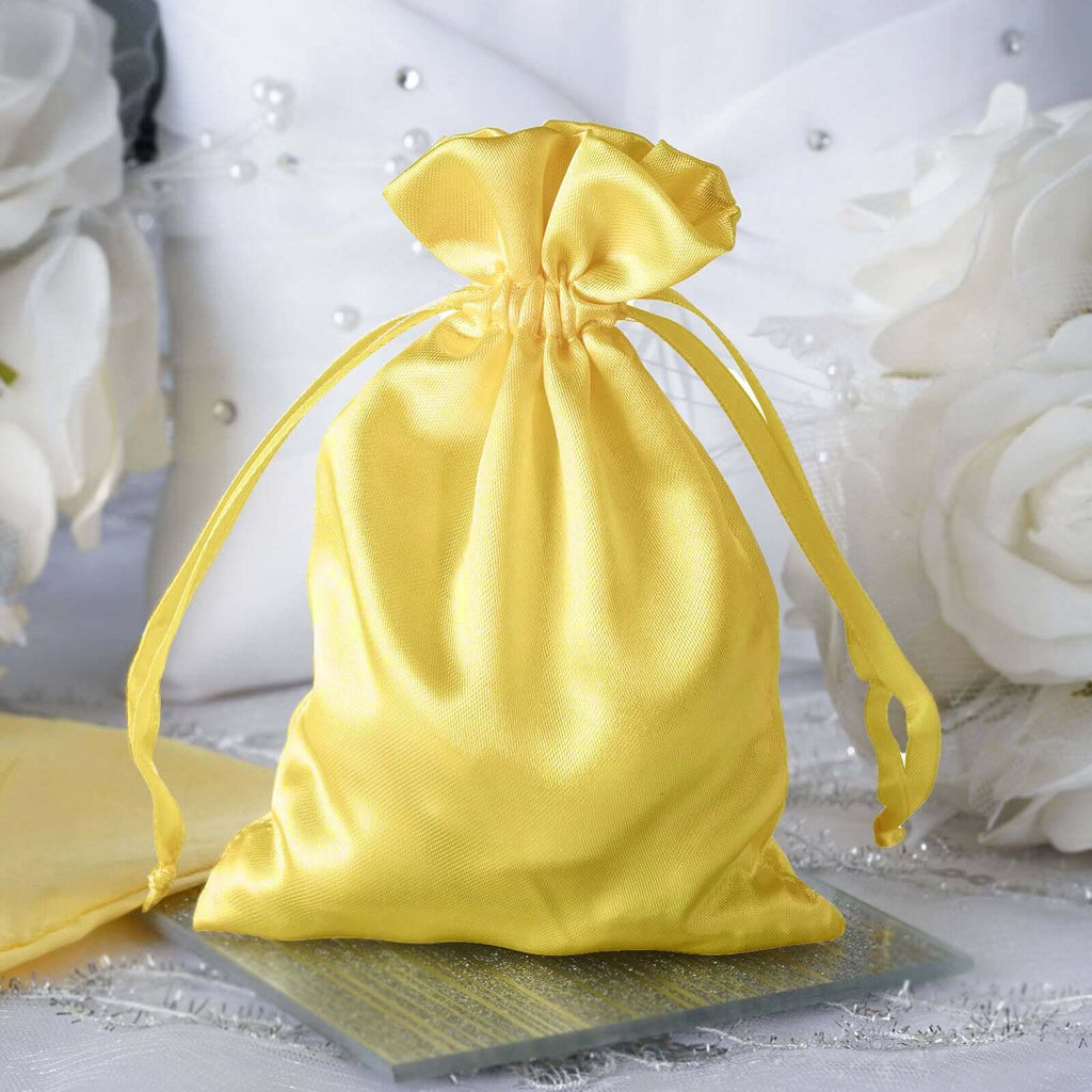 12 Pack 4"x6" Gold Satin Drawstring Wedding Party Favor Gift Bags