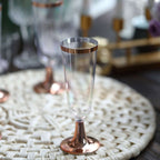 12 - Pack Plastic Champagne Flutes Clear with Rose Gold Rim - Sleek Detachable Base Disposable Champagne Glasses for Toasting & Cocktail Parties 5oz - Bell Racket Store