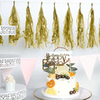 12 Pack Pre-Tied Gold Paper Fringe Tassels With Garland String, Hanging Streamer Banner