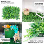 12 Sq. ft. Artificial Boston Fern Eucalyptus Boxwood Greenery Garden Wall, Grass Backdrop Mat, Indoor Outdoor UV Protected Assorted Foliage - 4 Panels - Bell Racket Store