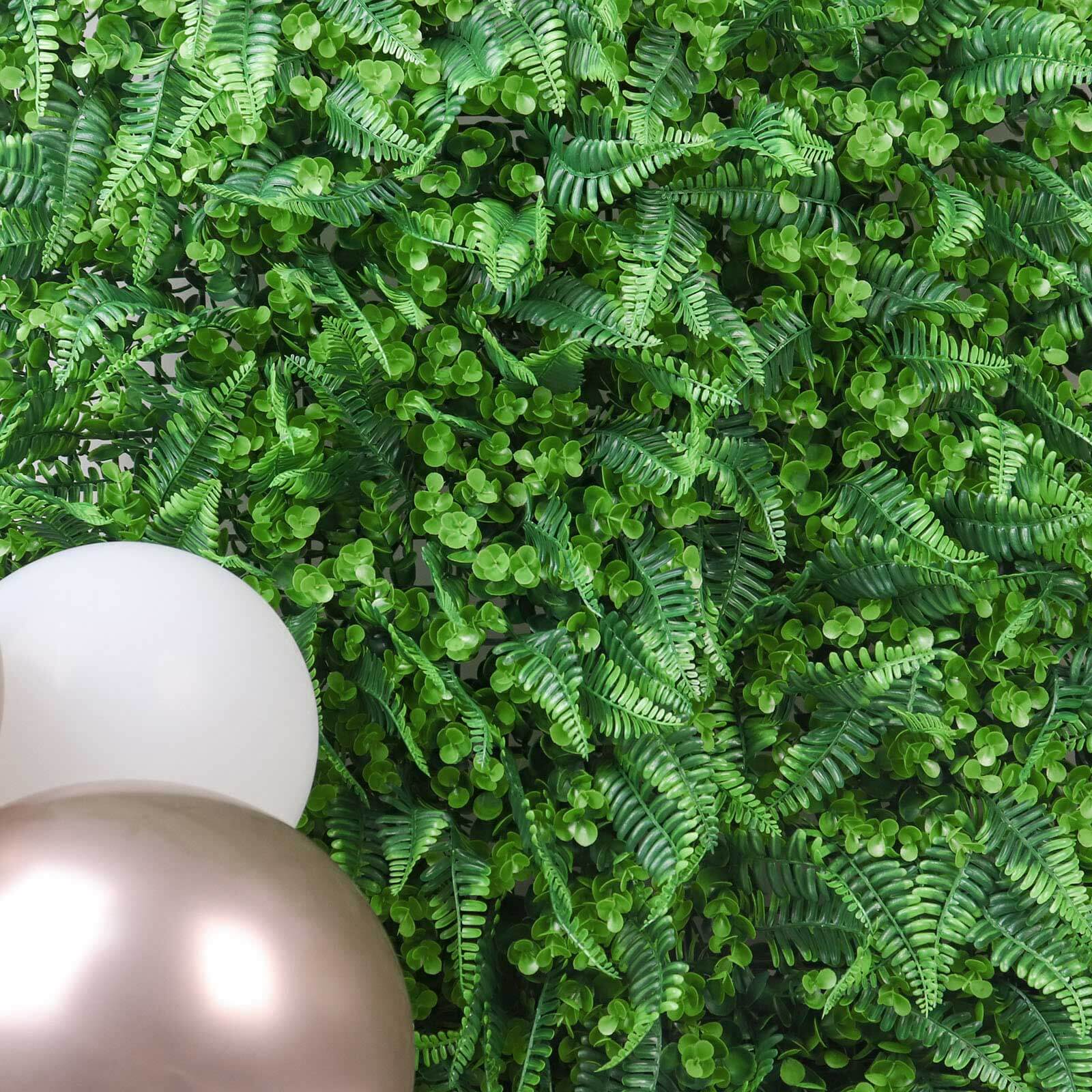 12 Sq. ft. Artificial Boston Fern Eucalyptus Boxwood Greenery Garden Wall, Grass Backdrop Mat, Indoor Outdoor UV Protected Assorted Foliage - 4 Panels - Bell Racket Store