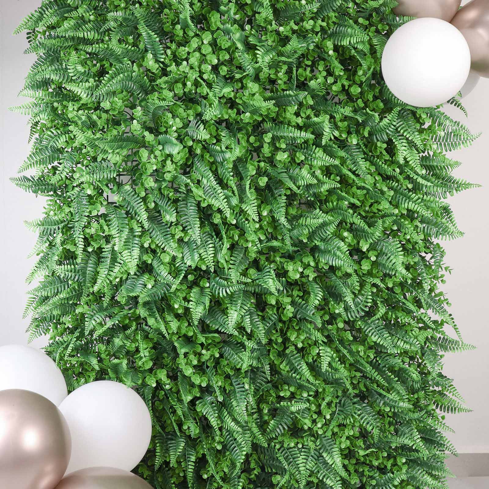 12 Sq. ft. Artificial Boston Fern Eucalyptus Boxwood Greenery Garden Wall, Grass Backdrop Mat, Indoor Outdoor UV Protected Assorted Foliage - 4 Panels - Bell Racket Store