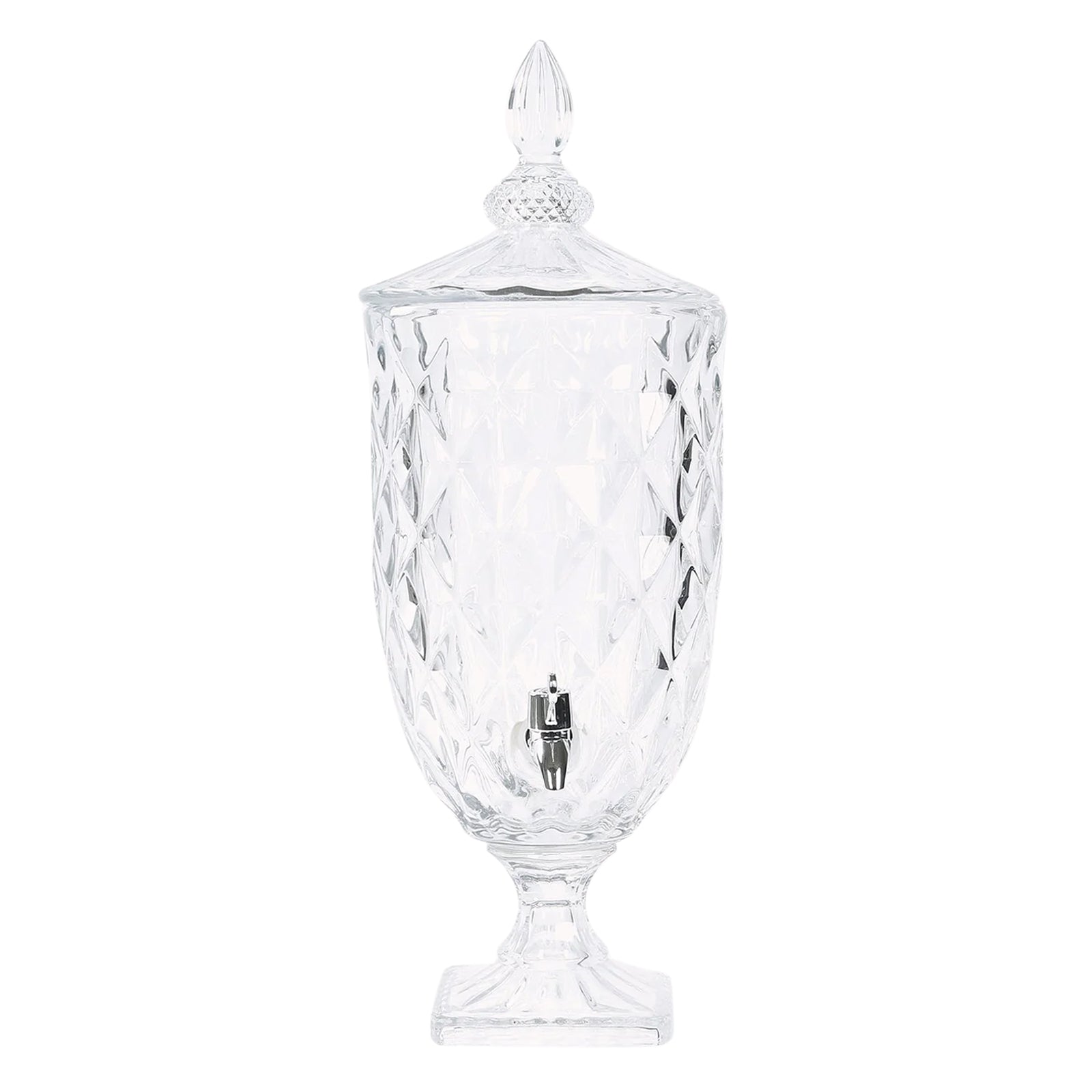 1.3 Gallon Glass Beverage Dispenser, Apothecary Jar Style Party Drink Dispenser with Diamond Texture and Lid - Versatile Serving Feature 21" - Bell Racket Store