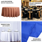 Premium Polyester 132" Round Tablecloth White - Seamless 220GSM Wrinkle-Resistant Design for Upscale Occasions