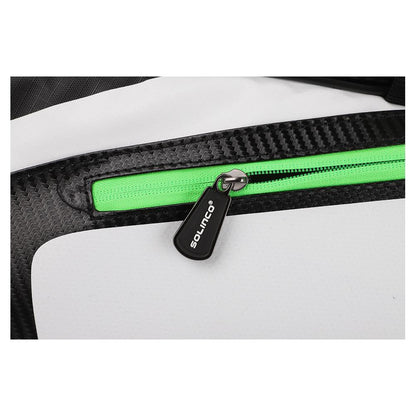 15 - Pack Tour Team Tennis Racquet Bag White and Black with Green Zipper Lining - Bell Racket Store