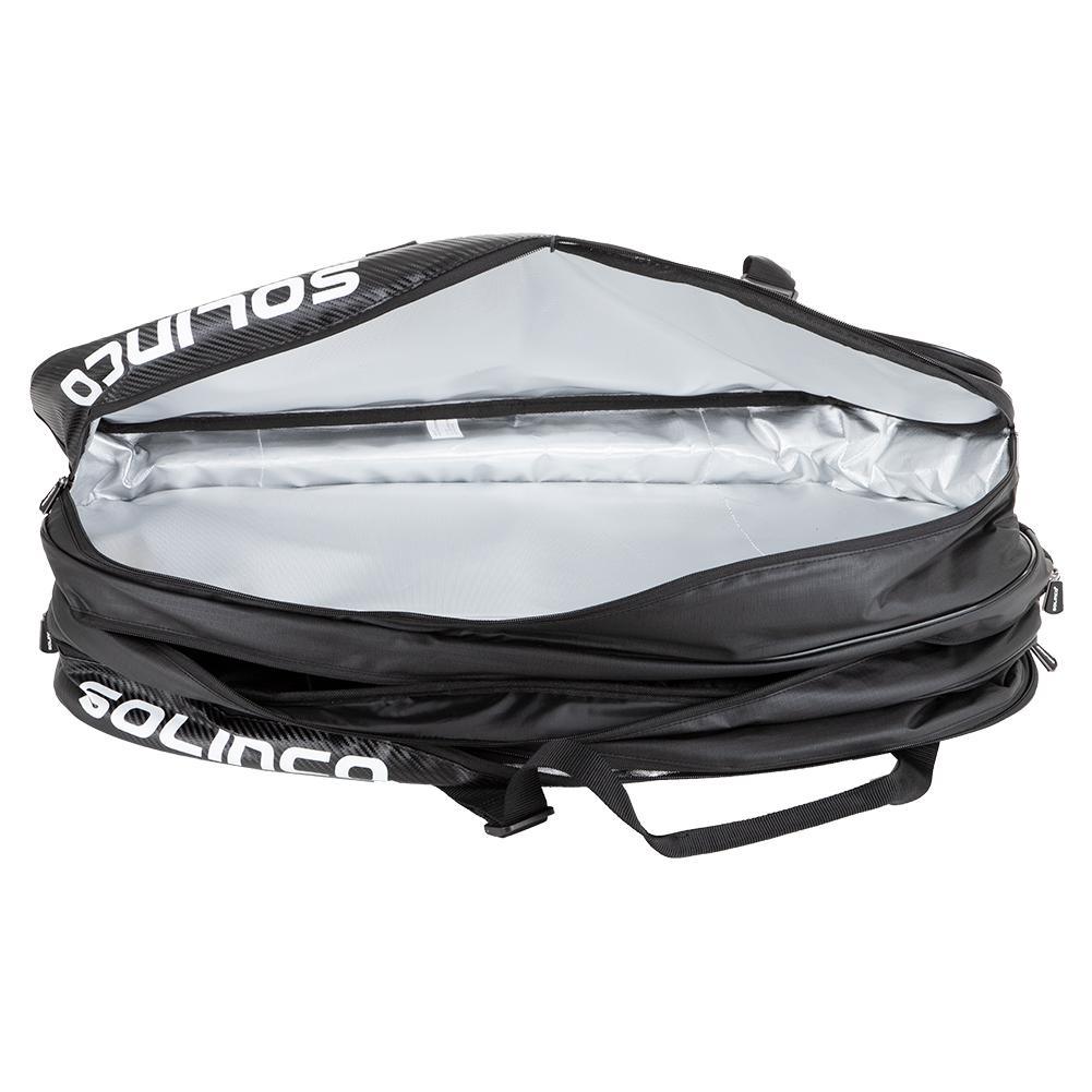 15 - Pack Tour Team Tennis Racquet Bag White and Black with Green Zipper Lining - Bell Racket Store