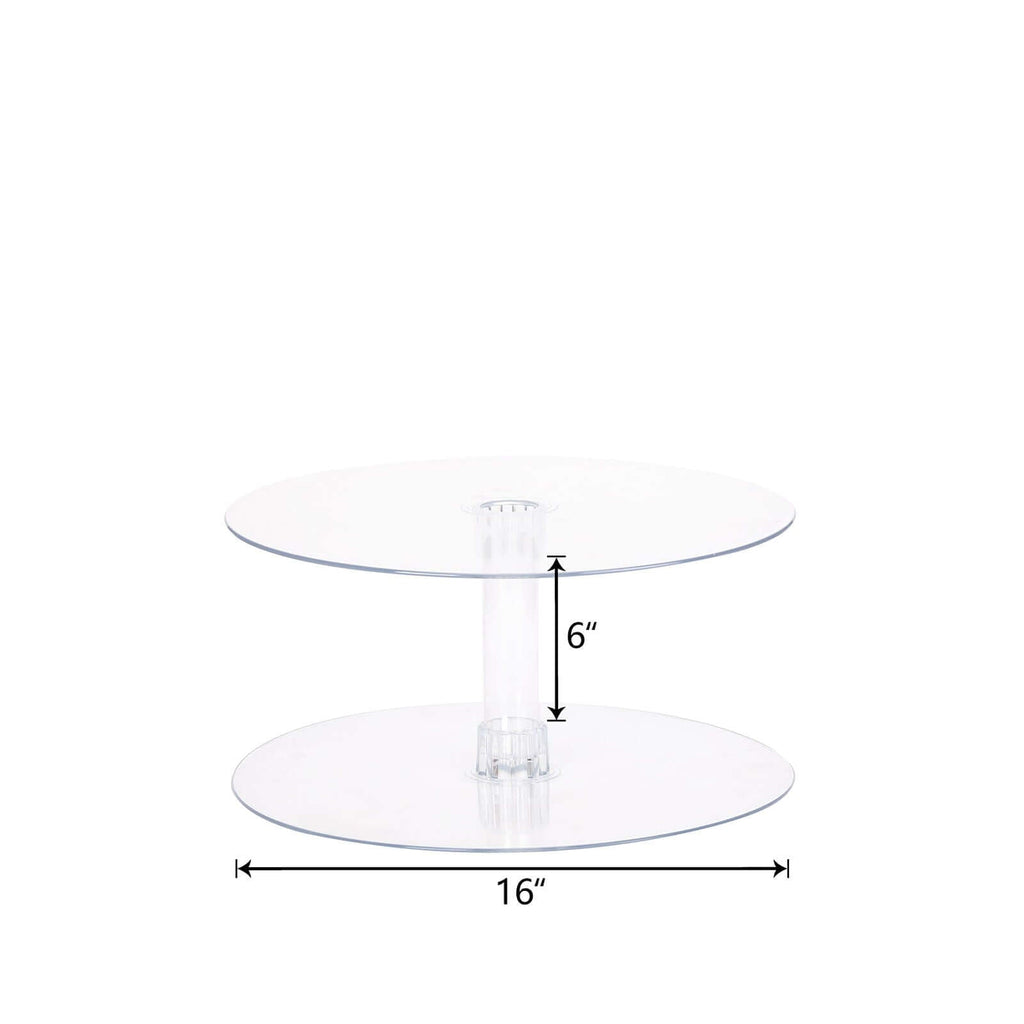 2-Tier Acrylic Round Cake Stand Set Clear - Chic Versatile Cupcake Holder Dessert Display Pedestal for Wedding Buffet & Catering Displays 16"