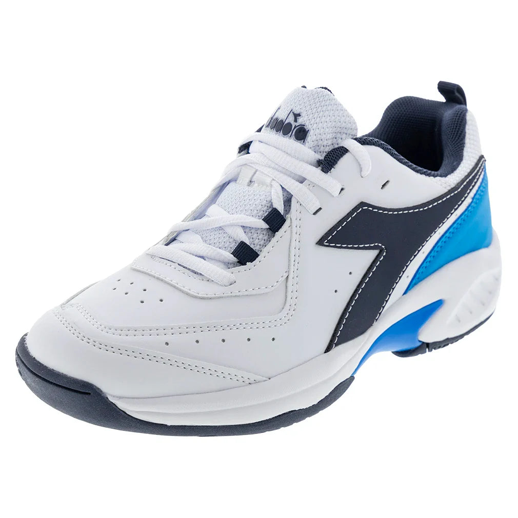 Juniors' S. Challenge 5 SL Tennis Shoes White and Blue Corsair