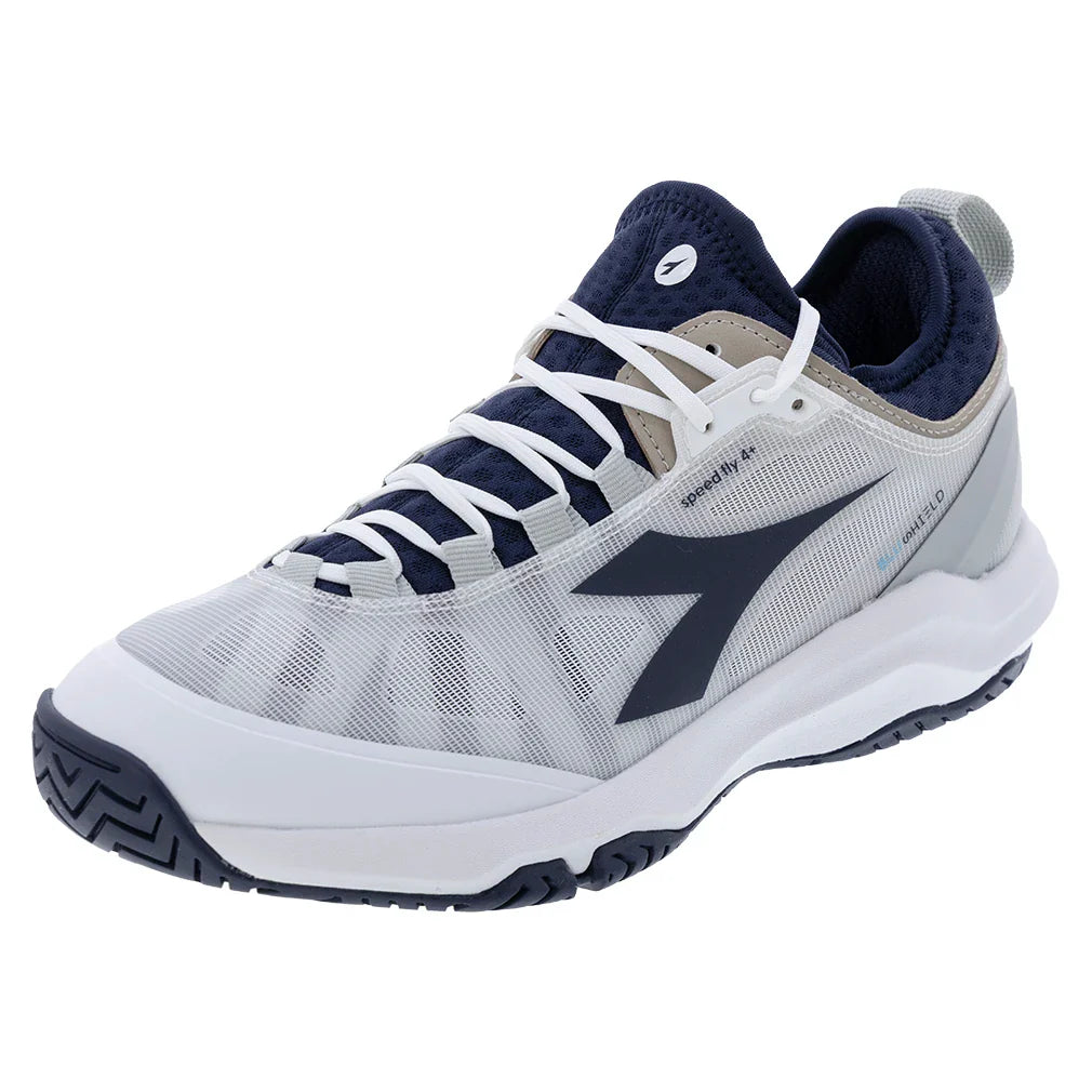 Men's Speed Blushield Fly 4 Tennis Shoes White and Blue Corsair