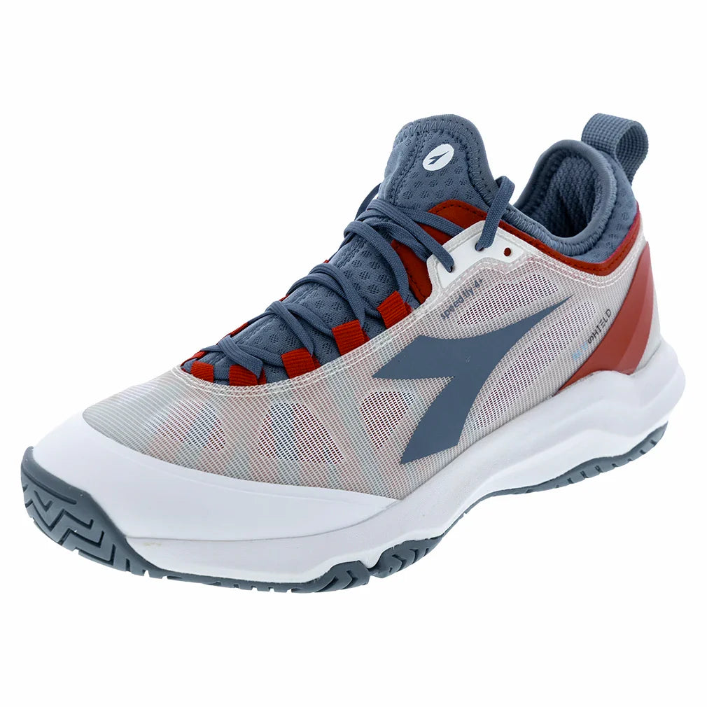 Men's Speed Blushield Fly 4 AG Tennis Shoes White and Oceanview