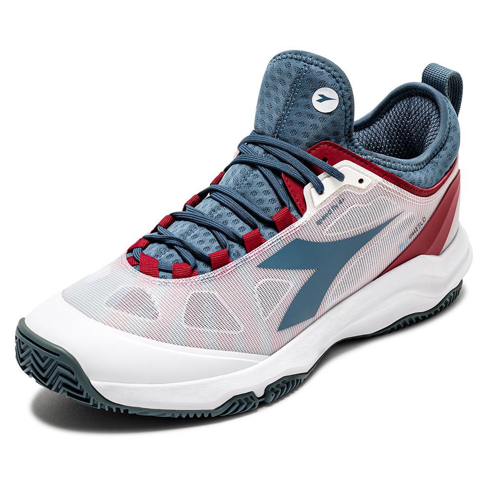 Men's Speed Blushield Fly 4 Clay Tennis Shoes White and Oceanview