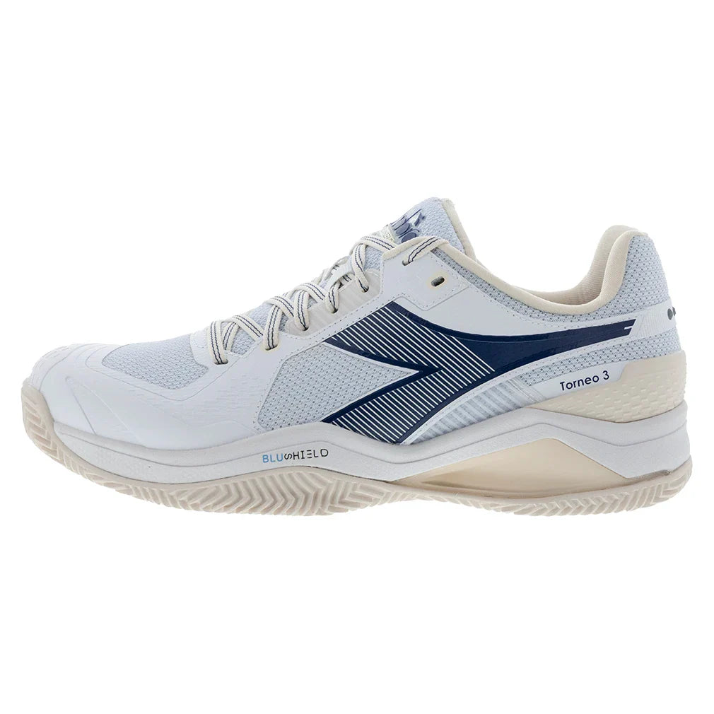 Men's Blueshield Torneo 3 Clay Tennis Shoes Whisper White and Ensign Blue