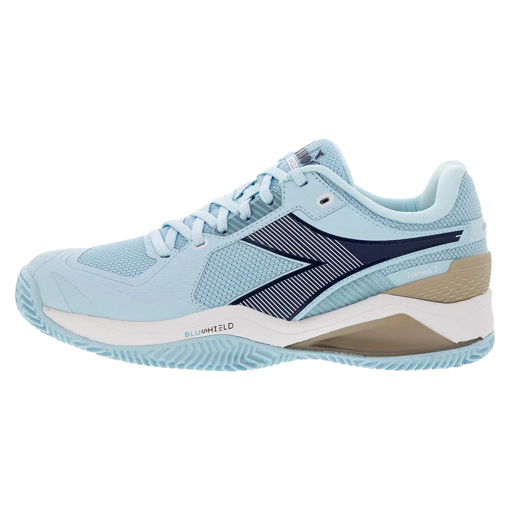 Women's Blushield Torneo 3 Clay Tennis Shoes Corydalis Blue and Black Iris