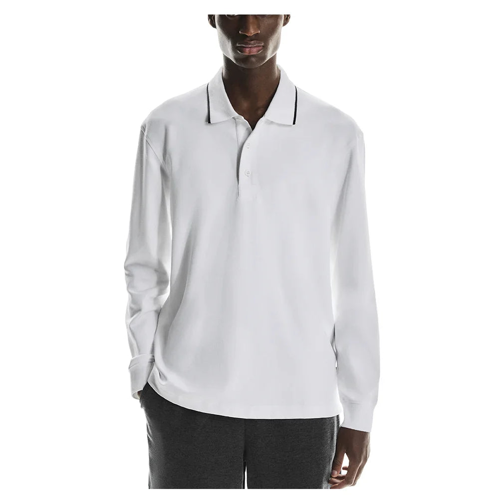 Men's Courtside Long Sleeve Tennis Polo White