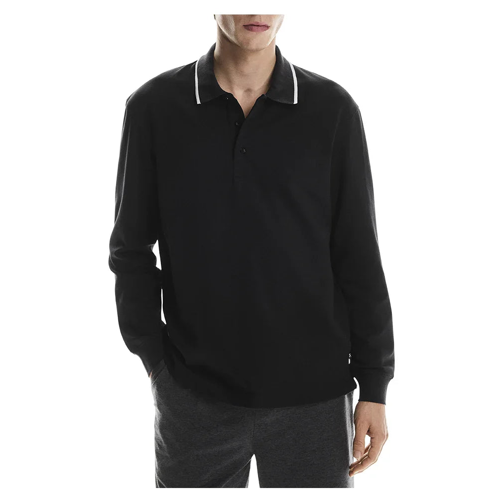 Men's Courtside Long Sleeve Tennis Polo Black