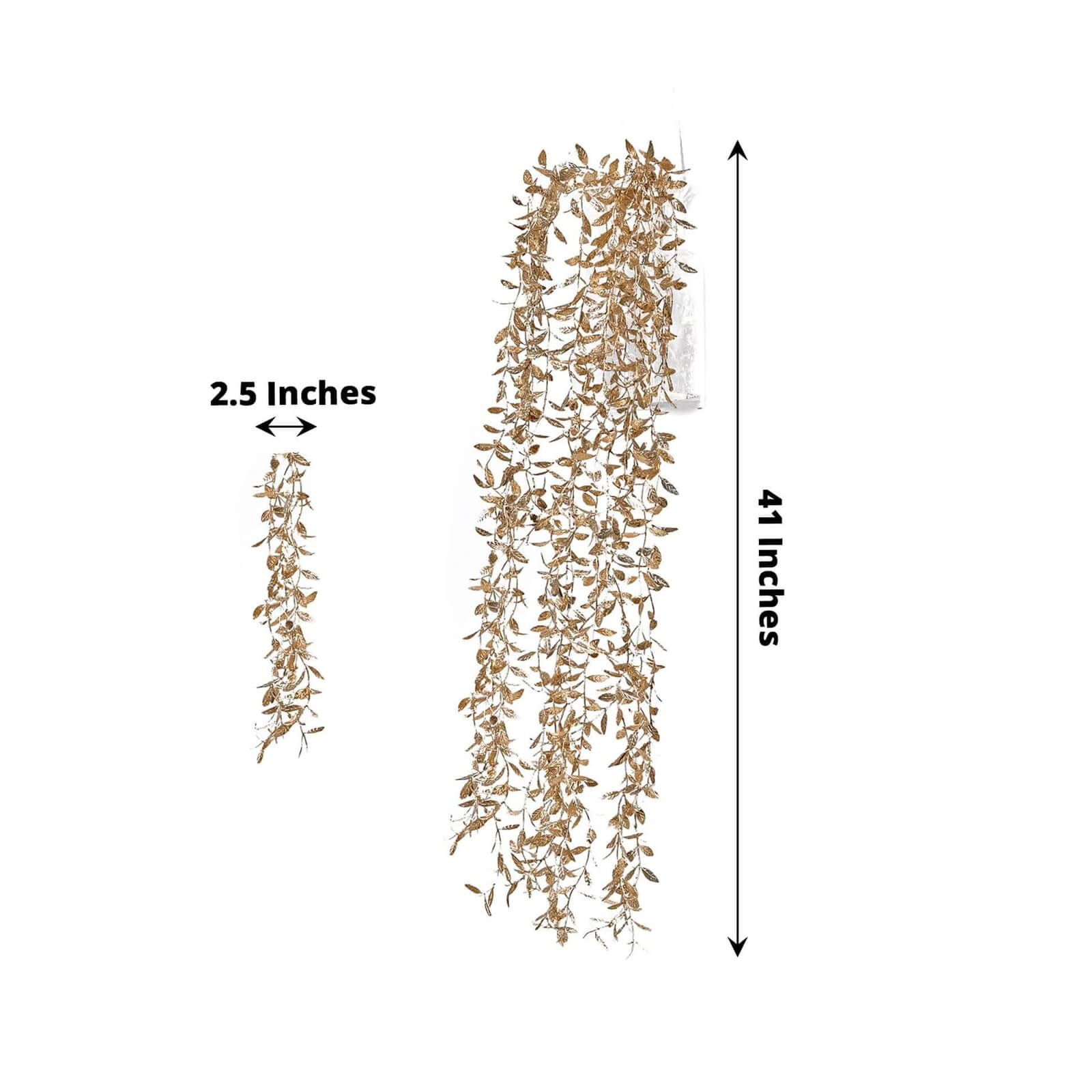 2 - Pack Artificial Hanging Ivy Leaf Stem Garlands Metallic Gold - UV Resistant & Maintenance Free Faux Decorative Willow Vines 41" - Bell Racket Store