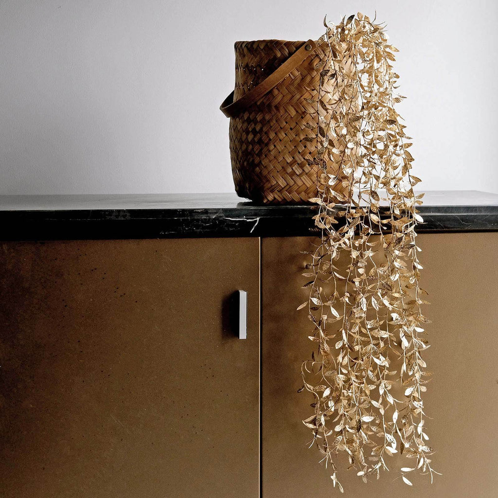 2 - Pack Artificial Hanging Ivy Leaf Stem Garlands Metallic Gold - UV Resistant & Maintenance Free Faux Decorative Willow Vines 41" - Bell Racket Store