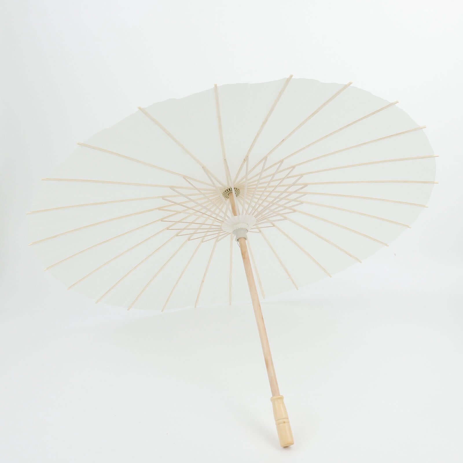 2 - Pack Paper and Bamboo Parasol Umbrellas White - Perfect Bridal Shower Photo Props and Table Decorations 32" - Bell Racket Store
