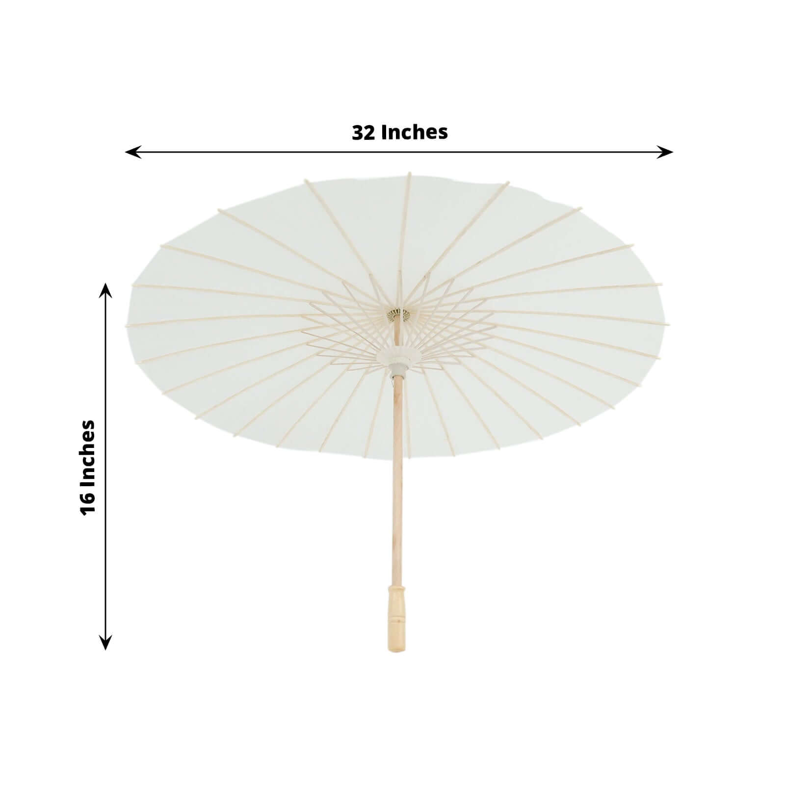 2 - Pack Paper and Bamboo Parasol Umbrellas White - Perfect Bridal Shower Photo Props and Table Decorations 32" - Bell Racket Store