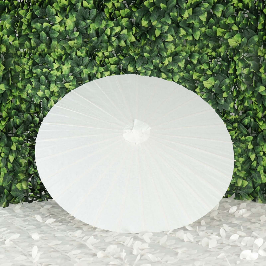 2 - Pack Paper and Bamboo Parasol Umbrellas White - Perfect Bridal Shower Photo Props and Table Decorations 32" - Bell Racket Store